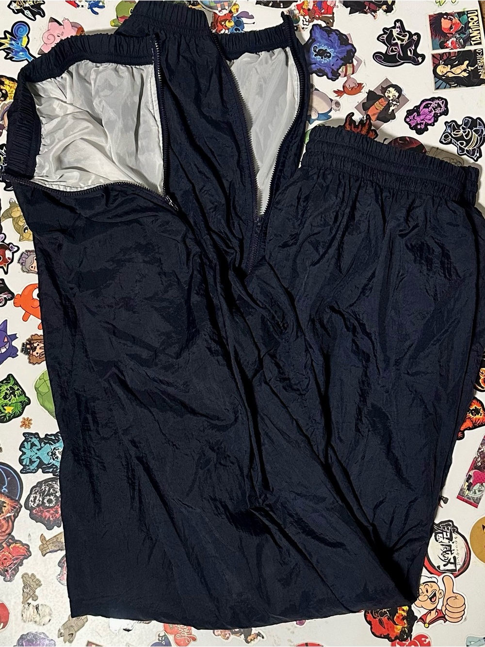 Vintage 90s Champion- Navy Blue Track Pants Mesh Lined Windbreaker- Mens XL